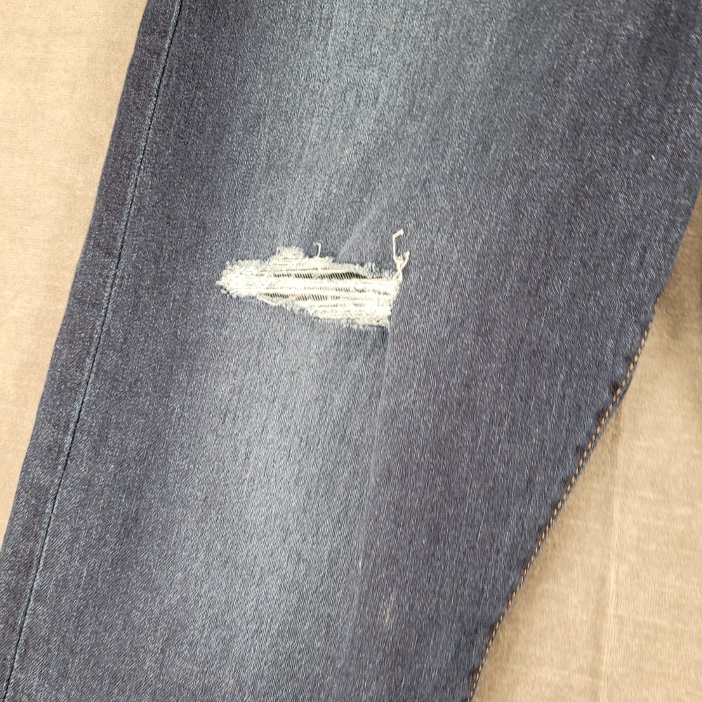 Levi's Ribcage Straight Ankle Jeans Button Fly‎ Distressed Dark Wash Denim Sz 32 - Picture 6 of 15